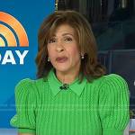 Hoda’s green cable knit puff sleeve sweater on Today
