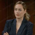 Hope’s navy blue suit on The Bold and the Beautiful