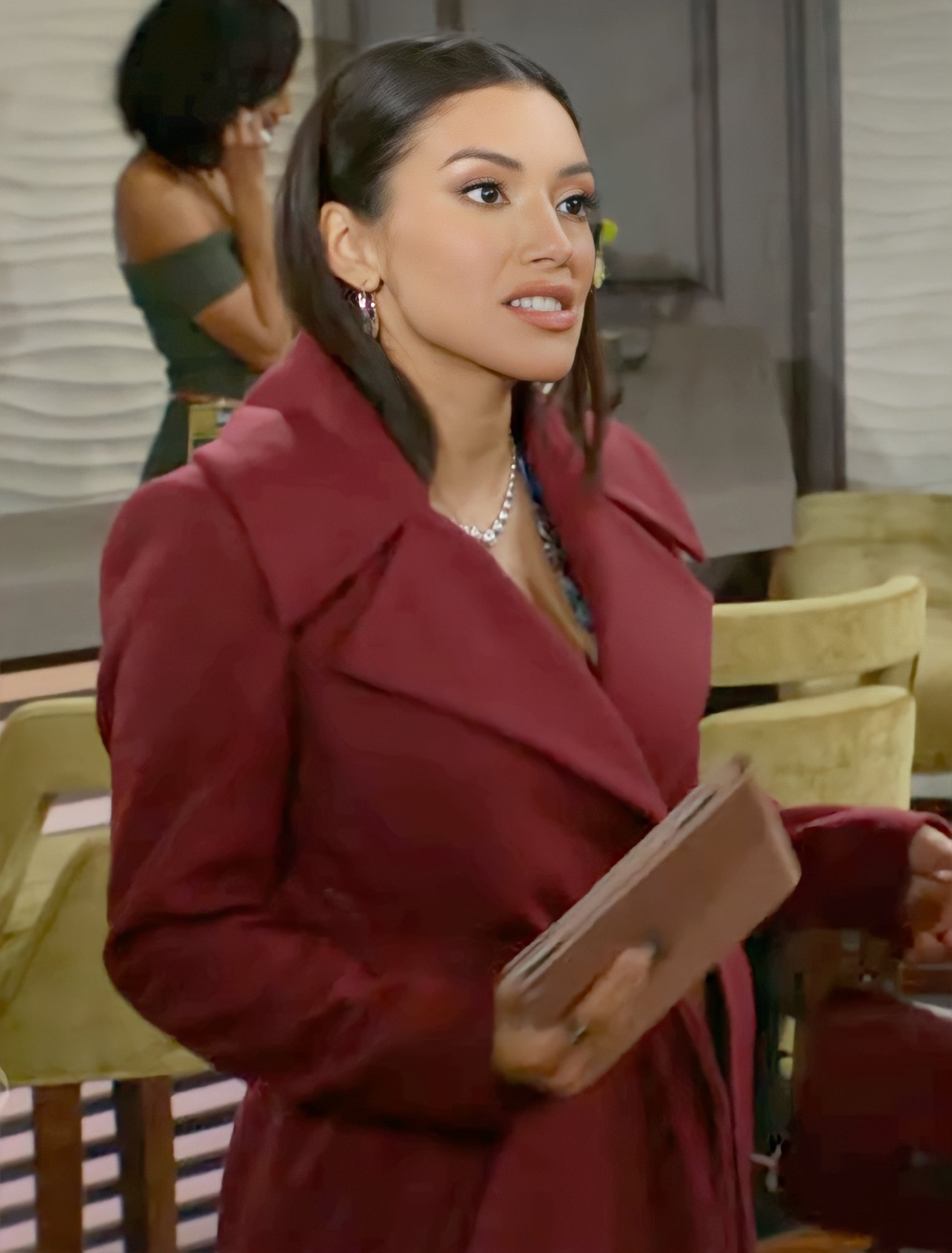 Audra’s red coat on The Young and the Restless