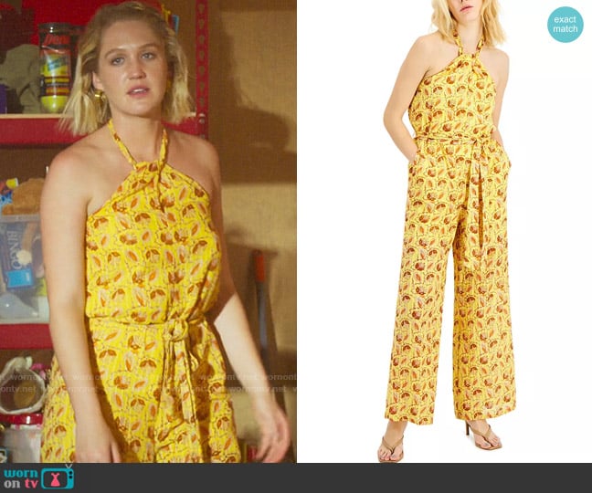 INC International Concepts Cotton Twist Halter Jumpsuit worn by Bridge Summers (Hope Lauren) on Fantasy Island