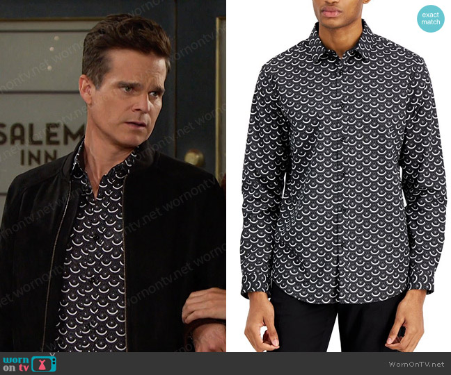 INC International Concepts Geometric-Print Shirt worn by Leo Stark (Greg Rikaart) on Days of our Lives
