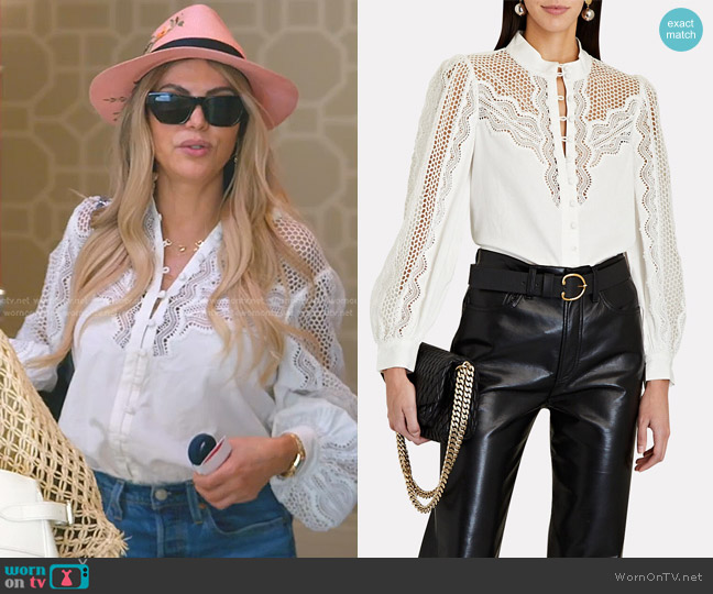 Intermix Brody Lace Button-Down Blouse worn by Adriana de Moura (Adriana de Moura) on The Real Housewives of Miami