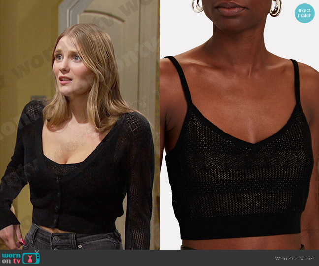 Intermix Harper Crocheted Lace Bralette Top worn by Alice Caroline Horton (Lindsay Arnold) on Days of our Lives