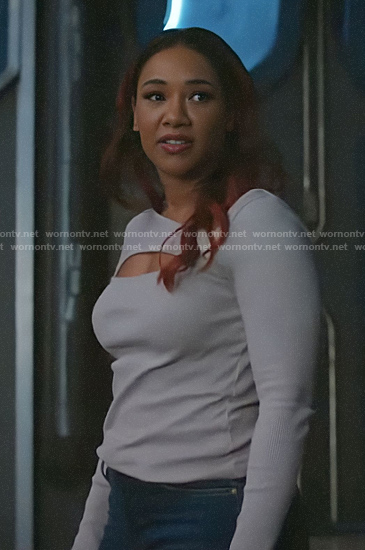 Iris's grey cutout rib knit top on The Flash