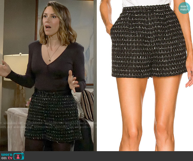 IRO Azalee Shorts worn by Chloe Mitchell (Elizabeth Hendrickson) on The Young and the Restless