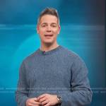 Jason Kennedy’s blue speckled sweater on Access Hollywood