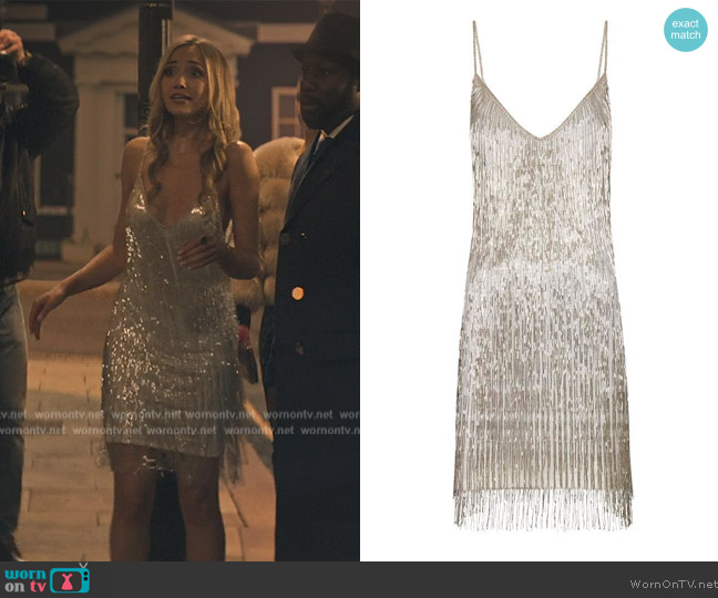 Javier Osorio Athena Silver Dress worn by Lady Phoebe (Tilly Keeper) on You