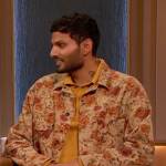 Jay Shetty’s beige floral print jacket on The Drew Barrymore Show