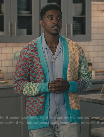 Jazz’s multicolored knit cardigan on Bel-Air