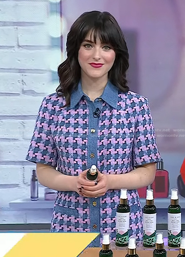 Jenna Rosenstein’s blue and pink tweed dress on Today