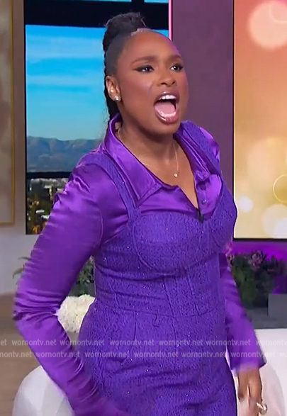 WornOnTV: Jennifer Hudson’s purple tweed top and pants on The Jennifer ...