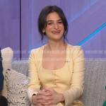 Jenny Slate’s yellow button front top and pants on The Kelly Clarkson Show