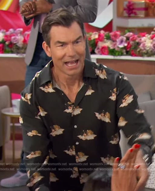 Jerry's black printed shirt on The Talk