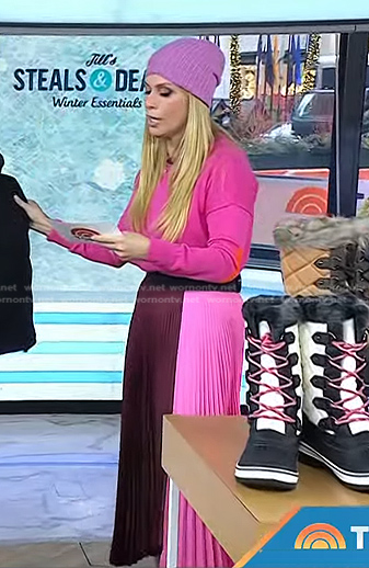 Jill’s pink colorblock pleated skirt on Today