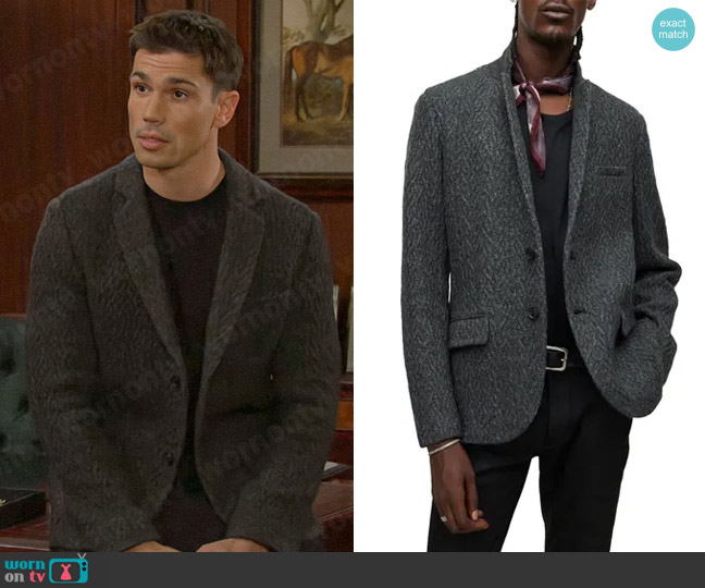 John Varvatos Penn Twist Cable Sweater Jacket worn by Dr. John Finnegan (Tanner Novlan) on The Bold and the Beautiful
