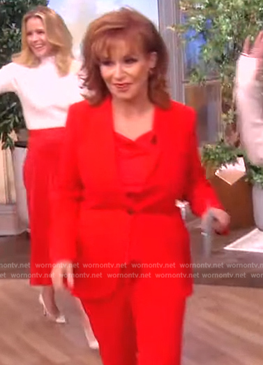 Joy's red satin cami and blazer on The View