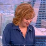 Joy’s blue ruched button down blouse on The View