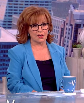 Joy's blue ruched sleeve blazer on The View