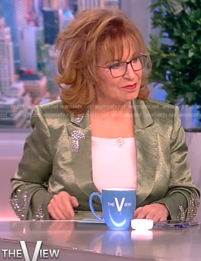 Joy’s green floral embellished blazer on The View