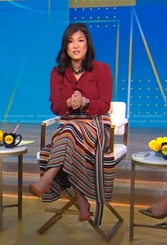 Juju’s multicolor striped skirt on Good Morning America