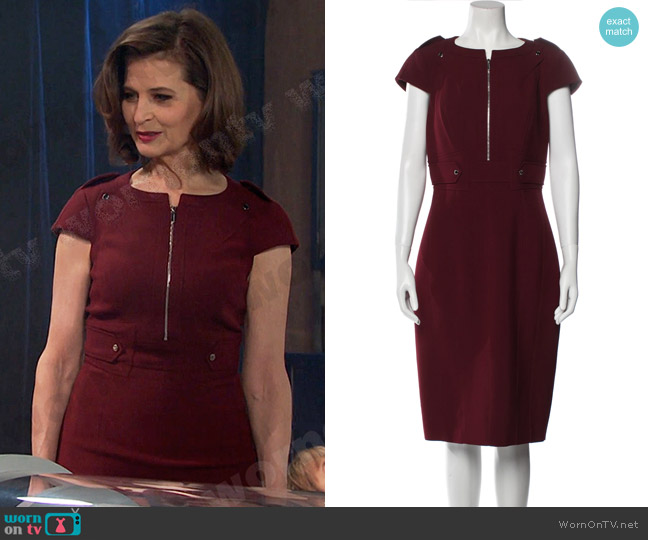 Karen Millen Half Zip Midi Dress worn by Megan Hathaway (Miranda Wilson) on Days of our Lives