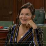 Katie’s striped velvet wrap dress on The Bold and the Beautiful