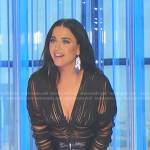 Katy’s black cutout v-neck top on American Idol