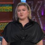 Kelly’s black tie waist shirtdress on The Kelly Clarkson Show