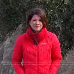 Kelly Cobiella’s red quilted down jacket on Today