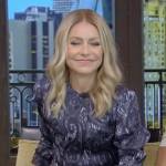 Kelly’s blue printed dress on Live with Kelly and Ryan