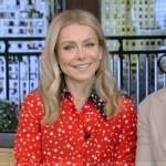 Kelly’s red contrast star print blouse on Live with Kelly and Ryan