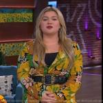 Kelly’s yellow floral print maxi dress on The Kelly Clarkson Show