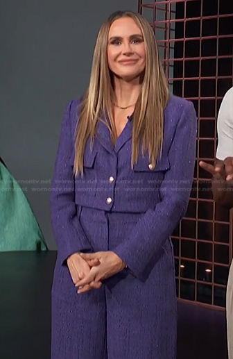 Keltie’s purple cropped blazer and pants on E! News