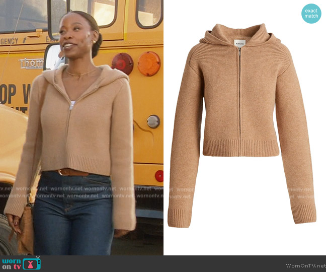 Khaite Winston hooded cashmere-blend cardigan worn by Grace James (Karimah Westbrook) on All American