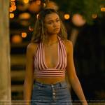 Kiara’s striped halter neck top and denim skirt on Outer Banks