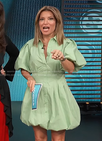 Kit’s green puff sleeve shirtdress on Access Hollywood
