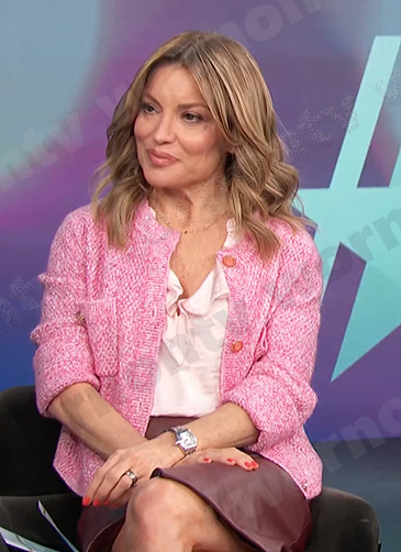 Kit’s pink cardigan on Access Hollywood