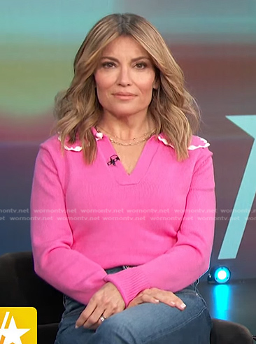 Kit’s pink collared sweater on Access Hollywood