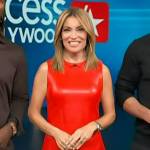 Kit’s red leather mini dress on Access Hollywood