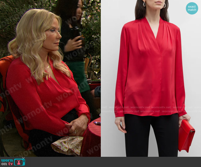 Kobi Halperin Nellie Blouse in Fire worn by Brooke Logan (Katherine Kelly Lang) on The Bold and the Beautiful