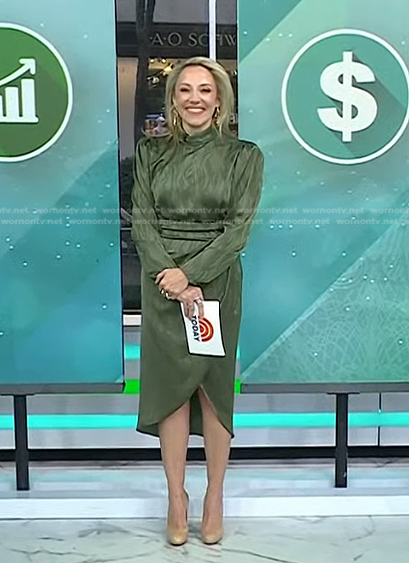 Kristen O’Keefe;s green wrap hem dress on Today
