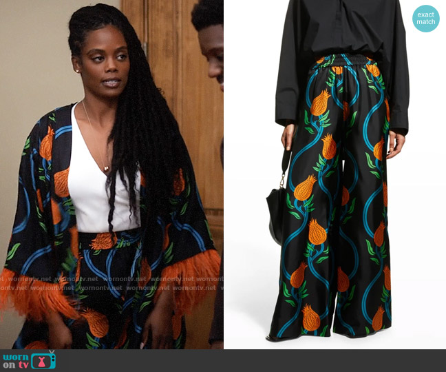 Wornontv Sabrinas Floral Feather Trim Jacket And Pants On Tyler Perrys Sistas Novi Brown