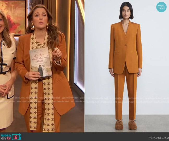 Lafayette 148 Wool-Silk Faille Single Button Blazer worn by Drew Barrymore on The Drew Barrymore Show