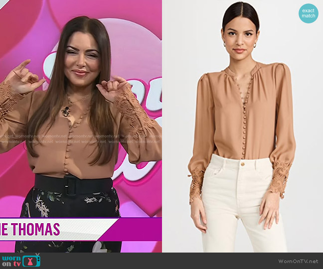 L'Agence Ava Lace Cuff Blouse worn by Bobbie Thomas on Today