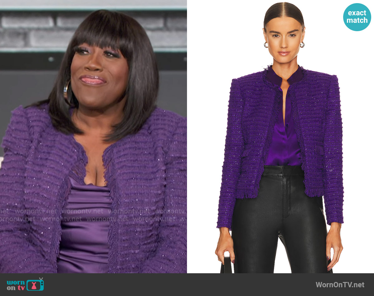 L'Agence Angelina Sequin Tweed Jacket worn by Sheryl Underwood on The Talk