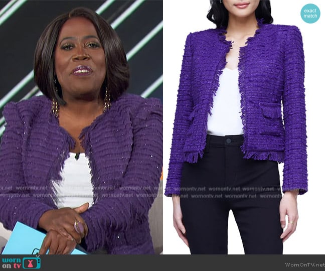 L'Agence Angelina Sequin Tweed Jacket worn by Sheryl Underwood on The Talk