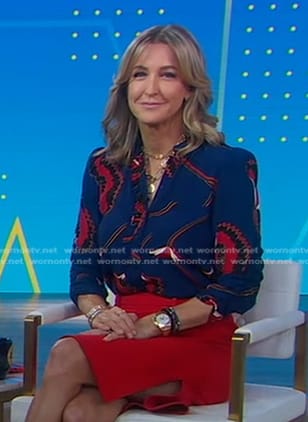 Lara’s blue floral blouse on Good Morning America