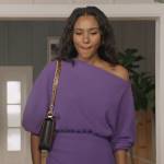 Layla’s purple off shoulder dress on All American