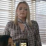 Lexi’s chain print tie neck dress on Not Dead Yet