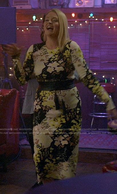 Lexi’s abstract floral midi dress on Not Dead Yet